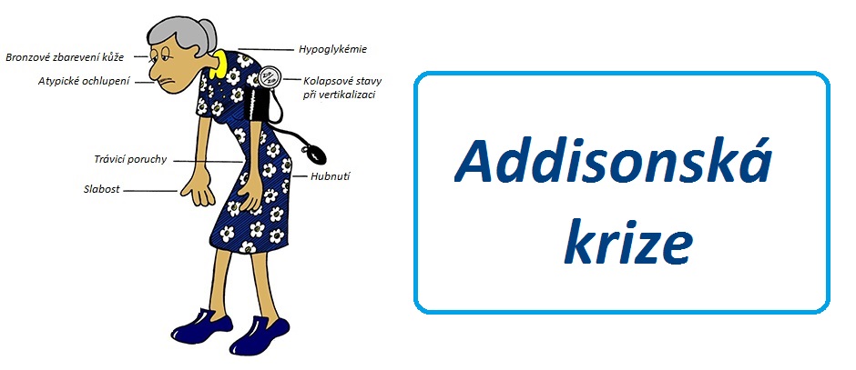 Addisonská krize akutní adrenokortikální insuficience příznaky projevy symptomy příčina léčba